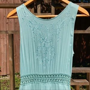 Vintage Baby Blue Embroidered Summer Dress (S-M)